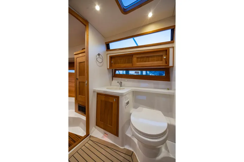 Slide: The Image of Luxurious bathroom in MJM 42 boat, year 2025. - 7