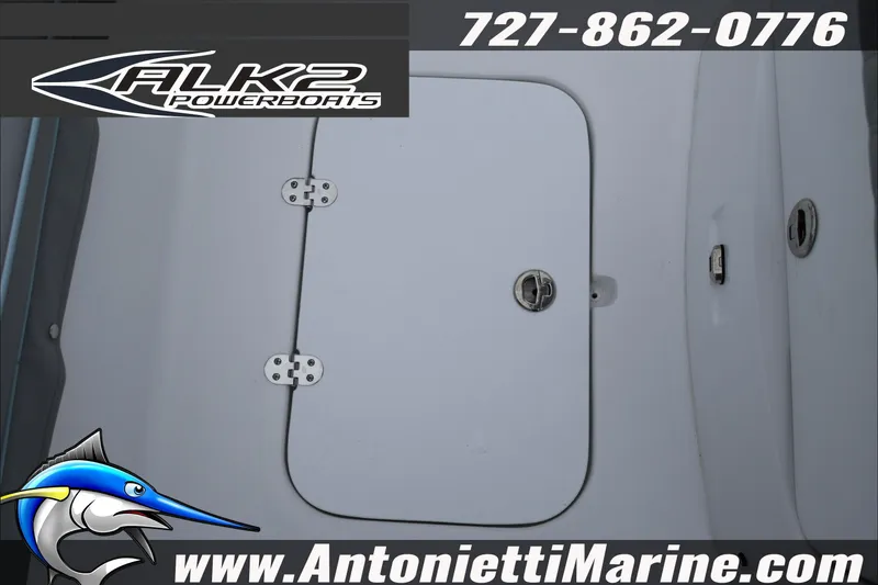 Slide: The Image of 2026 ALK2 Powerboats 23 CRX deck with logo and contact details. - 21