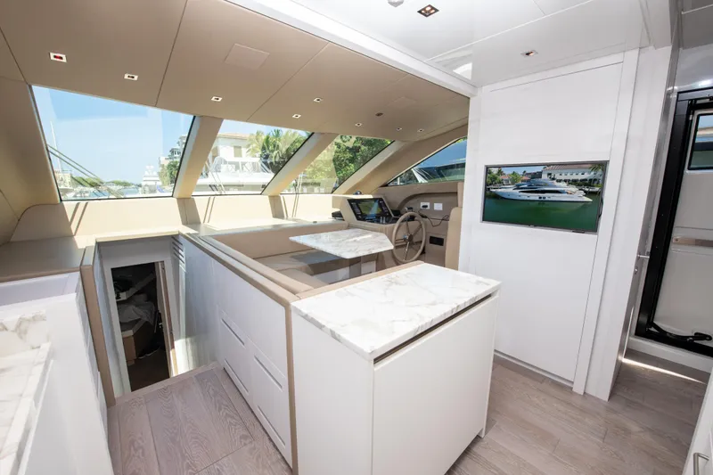 Slide: The Image of Luxurious interior of 2022 Sanlorenzo SL78 yacht with modern design and panoramic windows. - 21