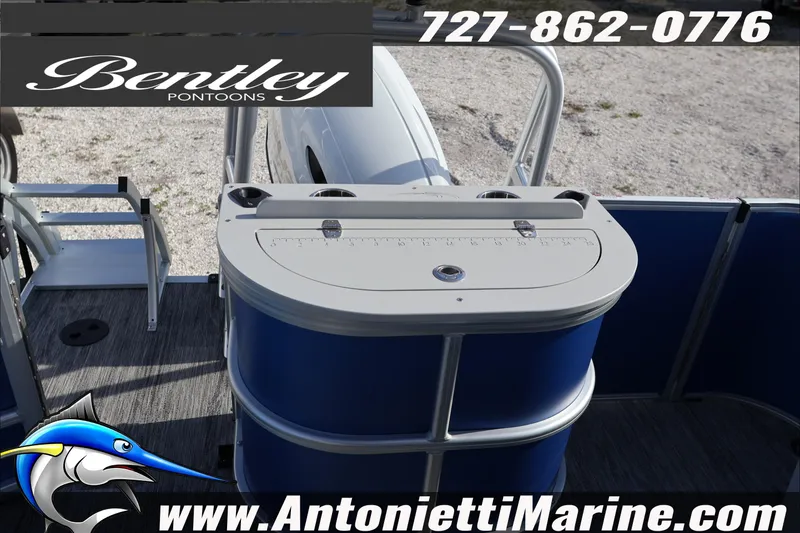 Slide: The Image of 2026 Bentley Pontoons 243 Fish-N-Cruise boat deck with fishing station. - 28