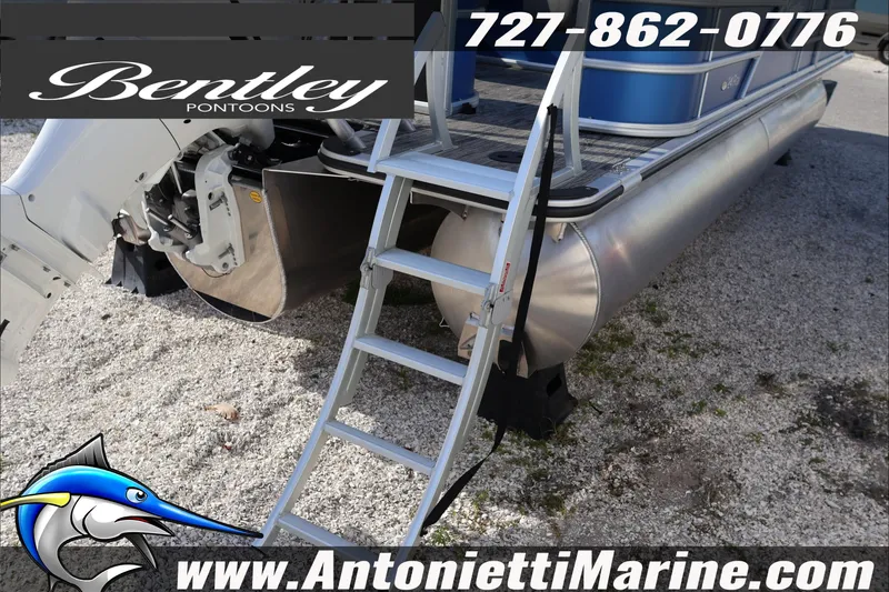 Slide: The Image of 2026 Bentley Pontoons 243 Fish-N-Cruise with ladder, displayed at Antonietti Marine. - 9