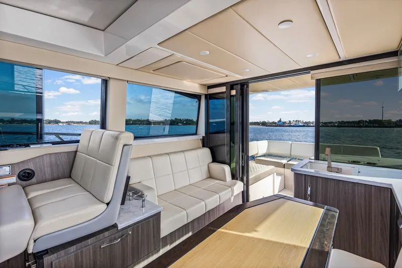 Slide: The Image of Luxurious interior of 2020 Regal 38 XO yacht with scenic water views. - 18