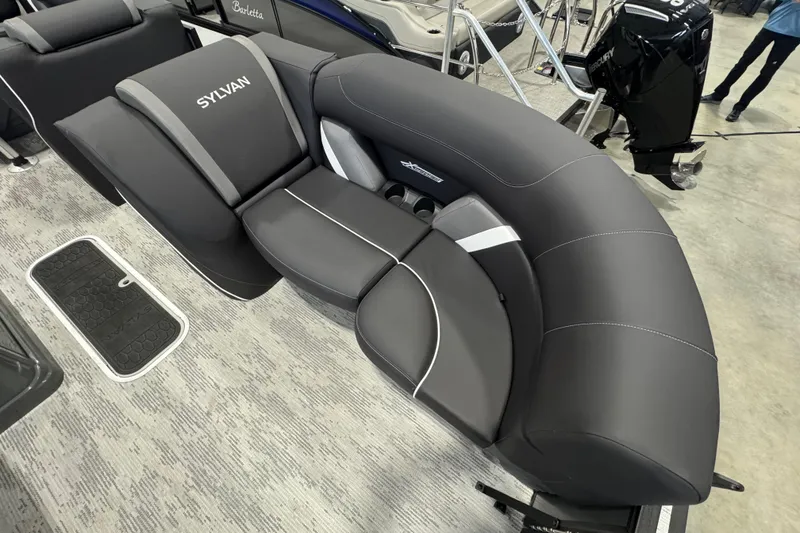 Slide: The Image of 2026 Sylvan Mirage X X3 CLZ boat interior with sleek, modern seating design. - 6