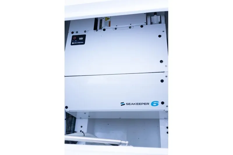 Slide: The Image of Seakeeper 6 gyroscopic stabilizer in 1997 Garlington Convertible yacht. - 54