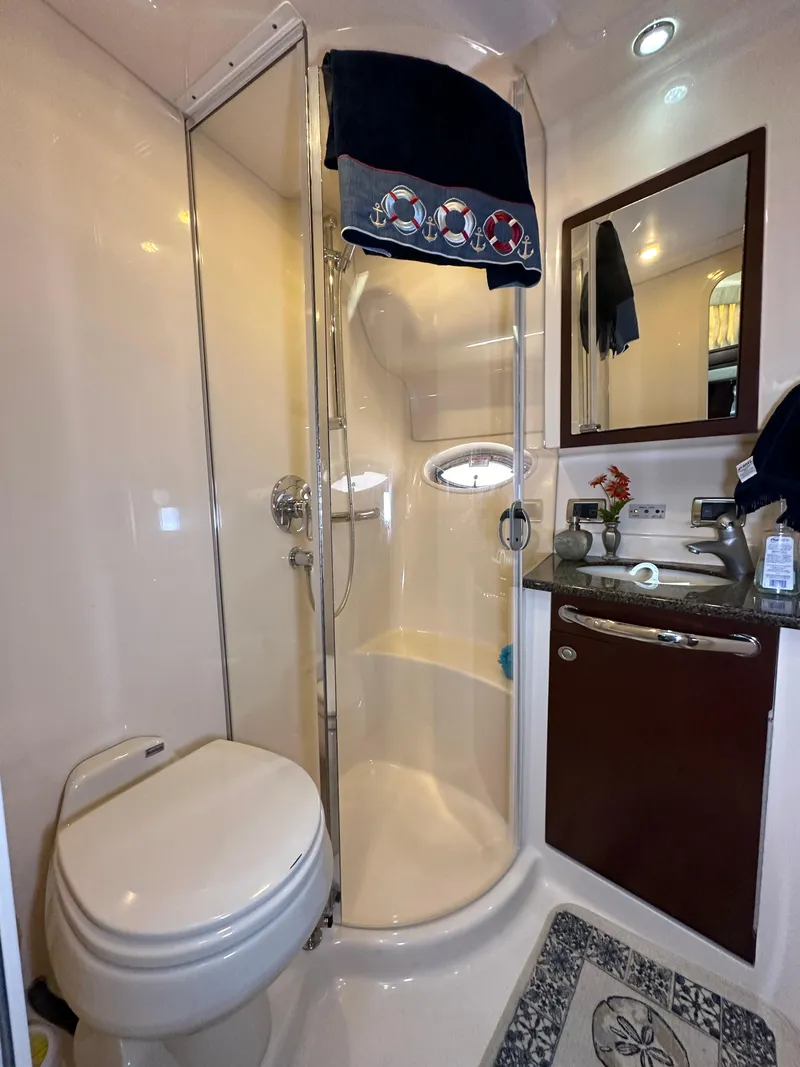 Slide: The Image of Interior of a 2007 Sea Ray 40 Motor Yacht with luxurious bedroom. - 45