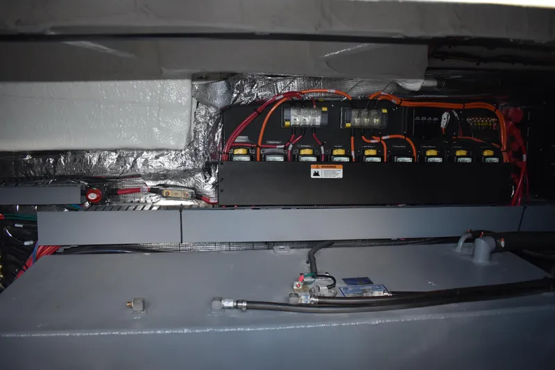 Slide: The Image of Electrical system of 2025 Regal 38 FXO boat, featuring wiring and components. - 70