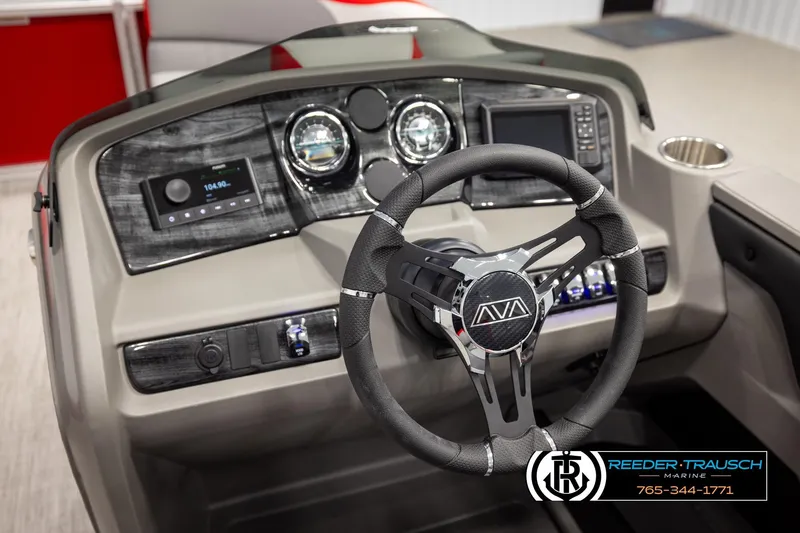 Slide: The Image of Steering console of 2026 Avalon LSZ Vrl boat with modern dashboard and controls. - 30