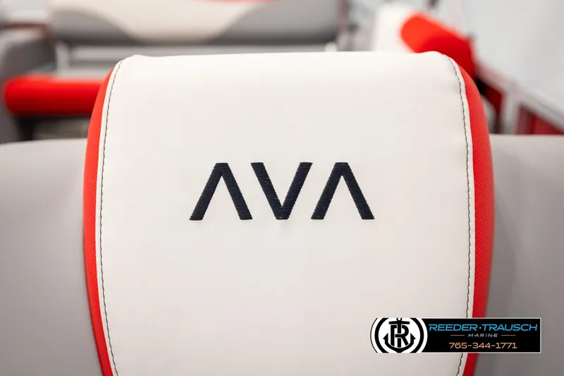 Slide: The Image of 2026 Avalon LSZ Vrl boat seat with red accents and logo detail. - 41