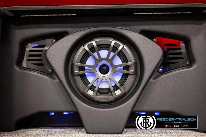 Slide: The Image of 2026 Avalon LSZ Vrl boat speaker system with blue LED lighting. - 42