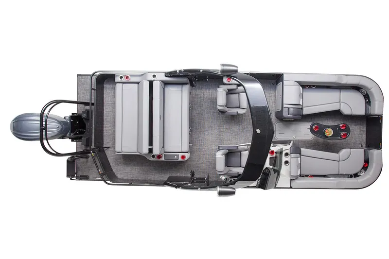 Slide: The Image of 2026 SunCatcher Diamond Elite 324 SL boat deck with logo and speaker detail. - 12