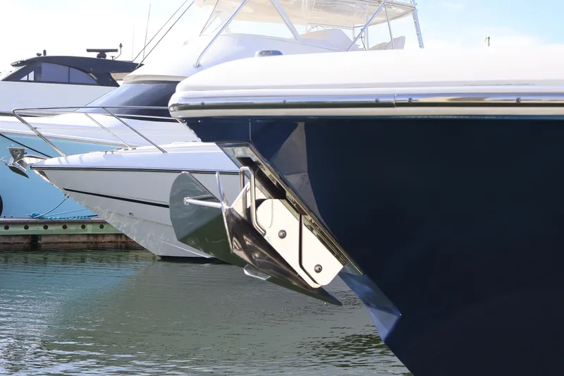 Slide: The Image of 2023 Tiara Yachts 43 LS docked, showcasing sleek design and modern features. - 49