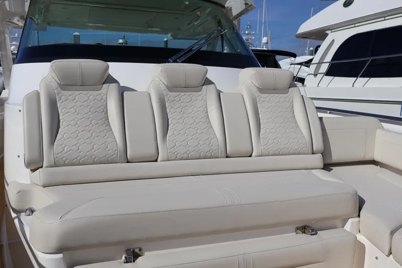 Slide: The Image of Luxurious seating on 2023 Tiara Yachts 43 LS, featuring elegant design and comfort. - 51