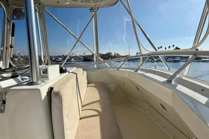Slide: The Image of 1996 Egg Harbor 35 Sport Fisherman boat interior with marina view. - 69