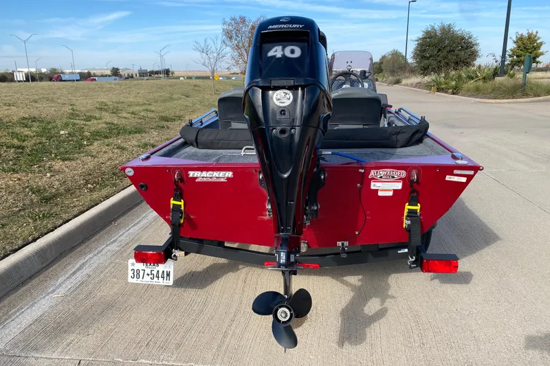 Slide: The Image of 2021 Tracker Bass Tracker Classic XL boat with Mercury 40 engine on a trailer. - 11