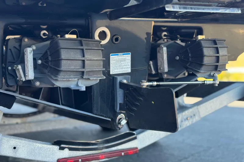 Slide: The Image of Close-up of 2023 Yamaha AR250 boat's dual jet propulsion system. - 9