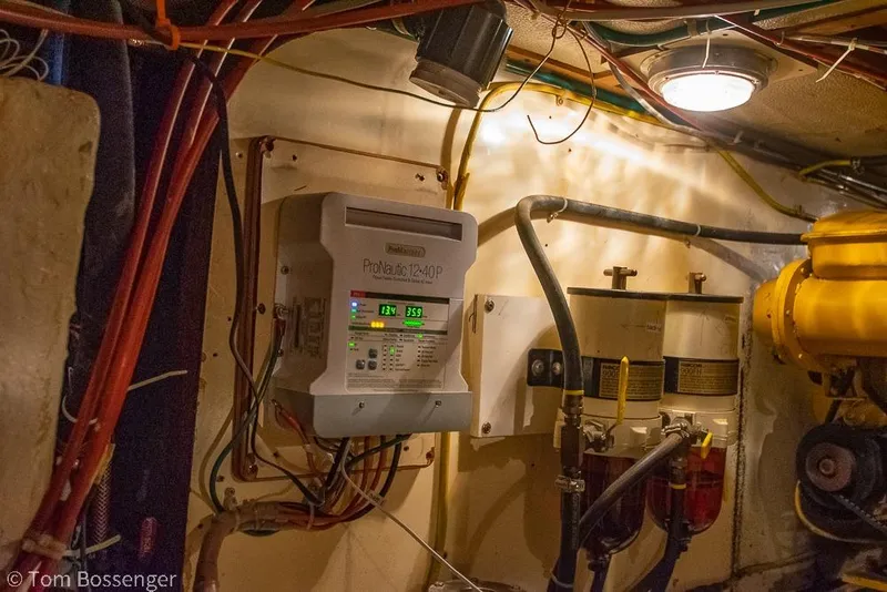 Slide: The Image of Engine room of a 1985 Spindrift 40 with ProNautic 12-40P charger. - 41