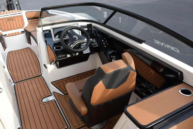 Slide: The Image of 2026 Yamaha Boats 252SD interior with sleek design and modern dashboard features. - 9