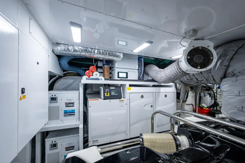 Slide: The Image of Engine room of 2022 Princess X95 yacht with advanced machinery and ventilation systems. - 100