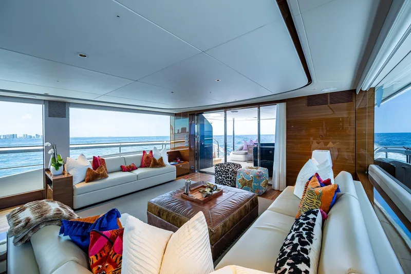 Slide: The Image of Luxurious interior of 2022 Princess X95 yacht with ocean view and elegant decor. - 13