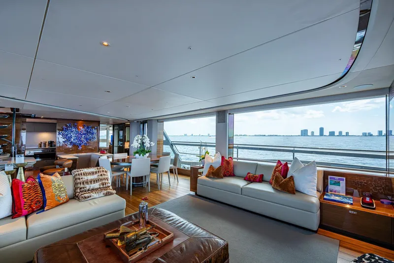 Slide: The Image of Luxurious interior of 2022 Princess X95 yacht with ocean view and elegant decor. - 15