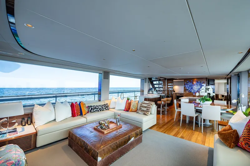 Slide: The Image of Luxurious interior of 2022 Princess X95 yacht with elegant seating and ocean view. - 16