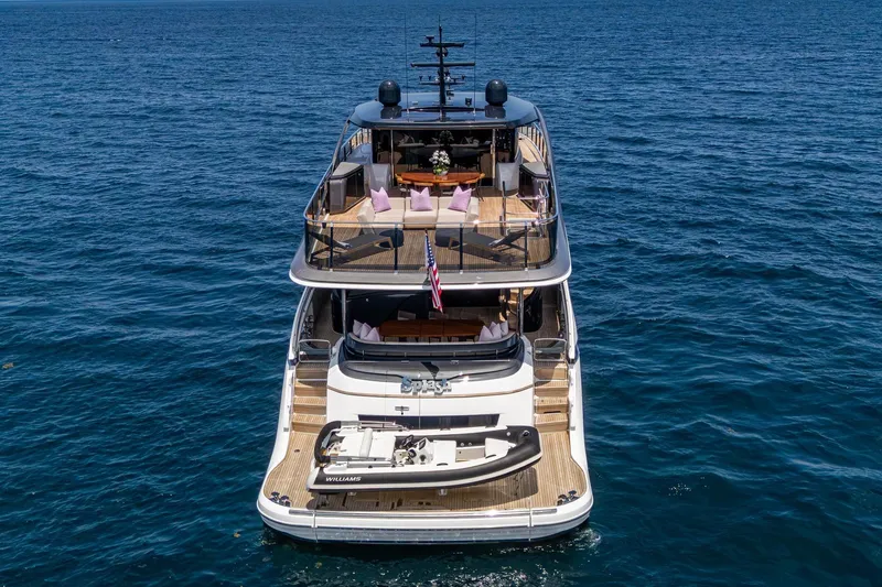 Slide: The Image of Luxurious 2022 Princess X95 yacht on open sea, showcasing elegant design and spacious decks. - 7