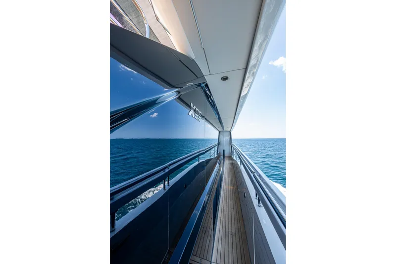 Slide: The Image of 2022 Princess X95 yacht deck with ocean view, showcasing sleek design and luxury. - 80