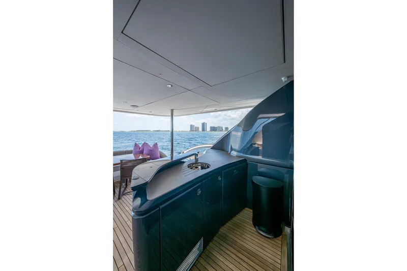 Slide: The Image of Luxurious 2022 Princess X95 yacht deck with ocean view and modern amenities. - 89