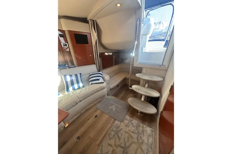 Slide: The Image of 2006 Formula 34 Performance Cruiser dashboard with Volvo Penta displays, dockside view. - 31