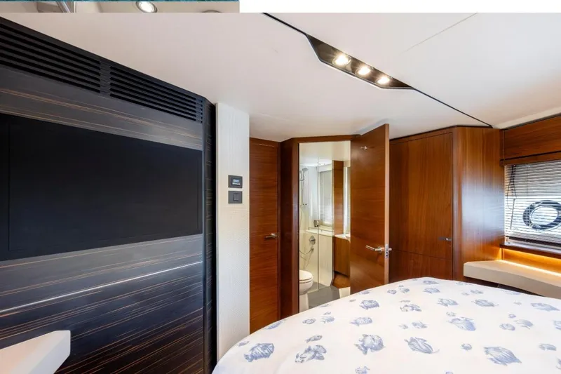 Slide: The Image of Luxurious interior of 2017 Princess S65 yacht with modern wood finishes and elegant design. - 11