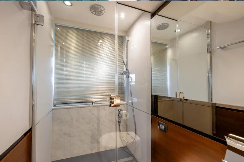 Slide: The Image of Luxurious bathroom interior on 2017 Princess S65 yacht, featuring modern shower and elegant design. - 14