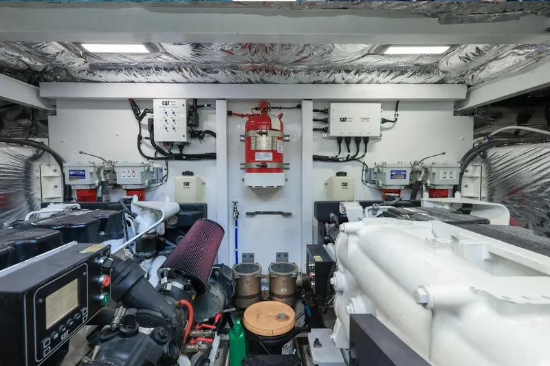 Slide: The Image of Engine room of 2017 Princess S65 yacht with CAT machinery and fire safety equipment. - 28