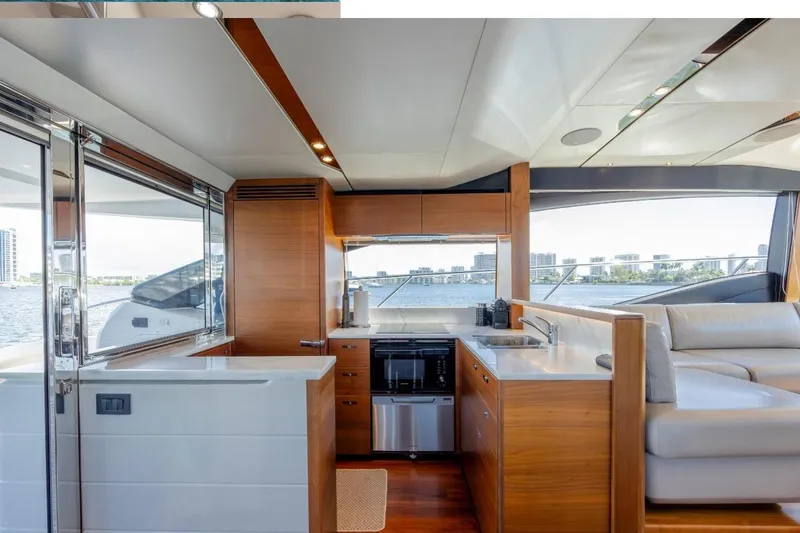 Slide: The Image of Luxurious interior of 2017 Princess S65 yacht with modern kitchen and scenic water views. - 7