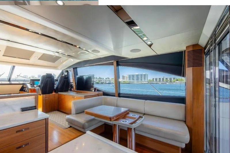 Slide: The Image of Luxurious interior of 2017 Princess S65 yacht with modern seating and scenic ocean view. - 8