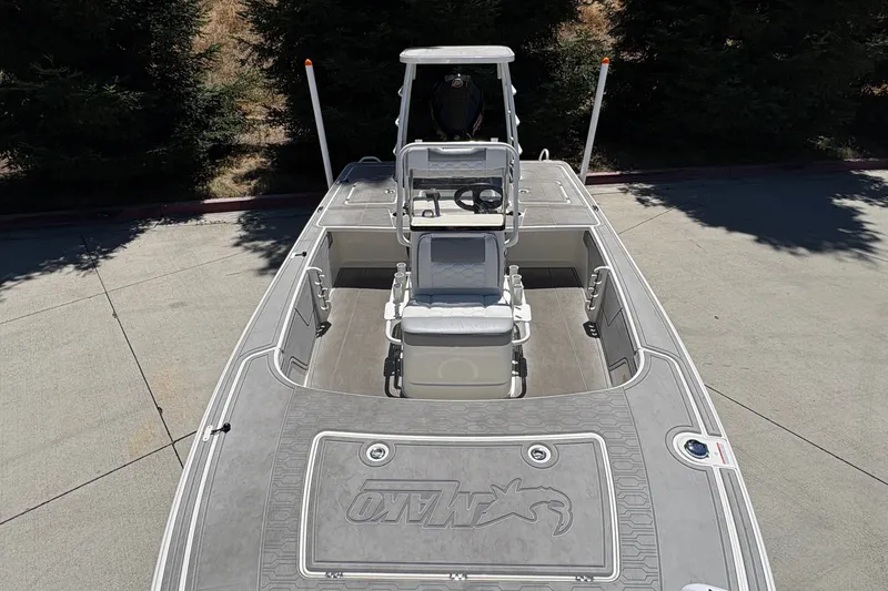 Slide: The Image of 2026 Mako 18 Pro Skiff boat with spacious deck and modern design. - 14