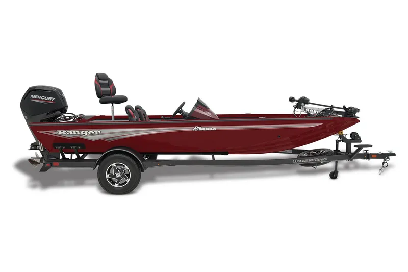 Slide: The Image of 2026 Ranger RT188C boat with Minn Kota Ultrex trolling motor, outdoor setting. - 7