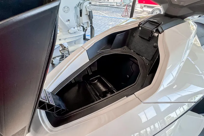 Slide: The Image of Open storage compartment of 2025 Taiga Orca P2 watercraft, showcasing interior space. - 6