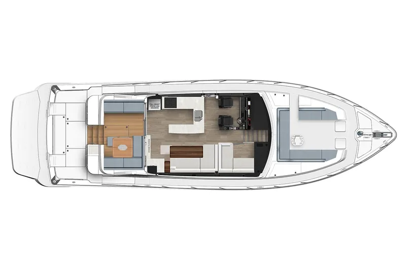 Slide: The Image of Manufacturer Provided Image: Top view layout of 2025 Riviera 585 SUV yacht interior design. - 25