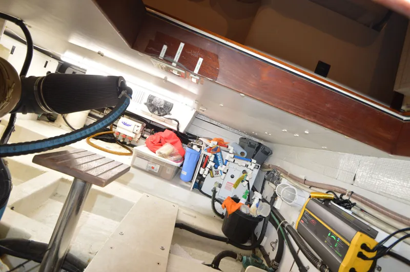 Slide: The Image of Engine room of 2005 Legacy 42 Sedan with wiring. - 49