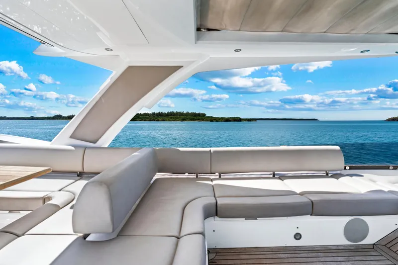 Slide: The Image of Luxurious Sunseeker Manhattan 66 yacht interior with ocean view, 2019 model. - 18