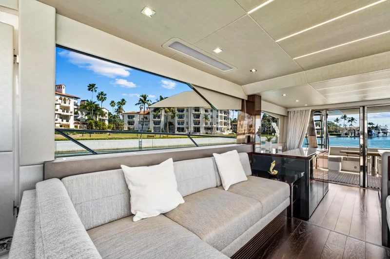 Slide: The Image of Luxurious interior of 2019 Sunseeker Manhattan 66 yacht with waterfront view. - 24