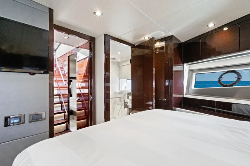 Slide: The Image of Luxurious interior of 2019 Sunseeker Manhattan 66 yacht with modern design and ocean view. - 33