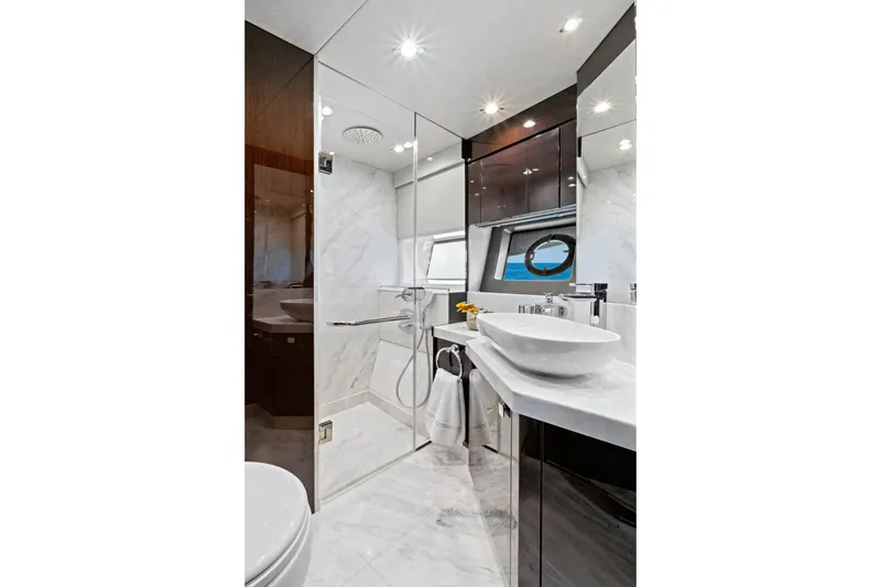 Slide: The Image of Luxurious bathroom interior of 2019 Sunseeker Manhattan 66 yacht with modern fixtures. - 34