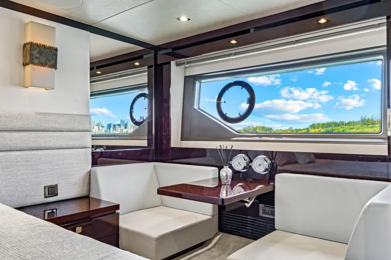 Slide: The Image of Luxurious interior of 2019 Sunseeker Manhattan 66 yacht with scenic window view. - 37