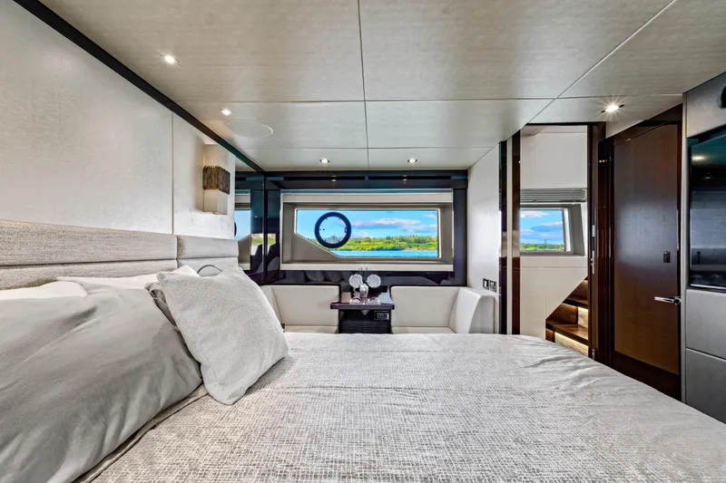 Slide: The Image of Luxurious interior of 2019 Sunseeker Manhattan 66 yacht with scenic ocean view. - 41