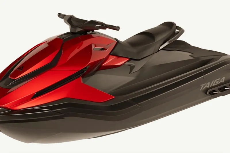 Slide: The Image of Red Taiga Orca P2 jet ski, 2025 model, side view. - 2