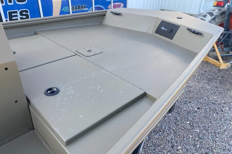 Slide: The Image of 2026 G3 Gator Tough 17 CCJ boat deck, featuring storage compartments and durable design. - 9