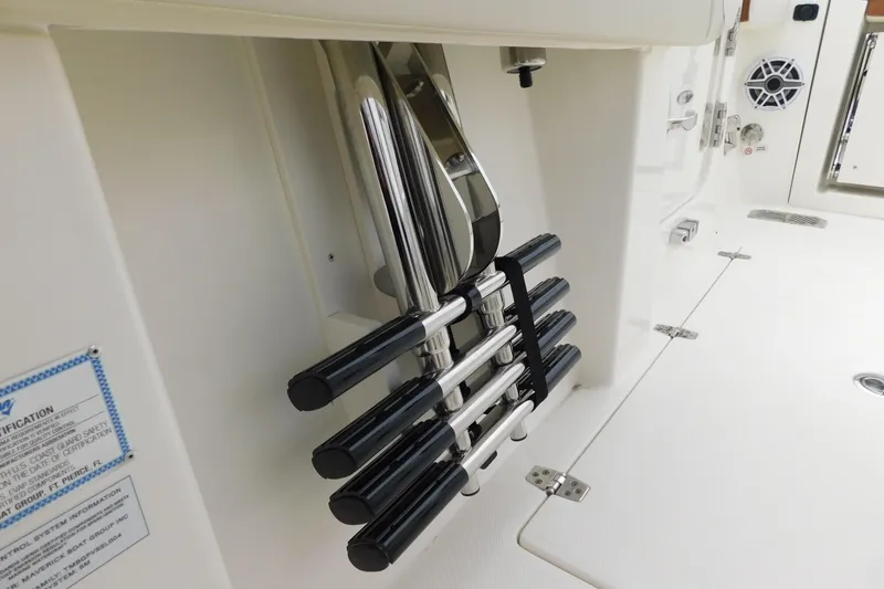 Slide: The Image of Ladder storage on 2026 Cobia 265 Center Console boat deck. - 38