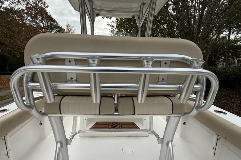 Slide: The Image of 2017 Sea Fox 226 Commander boat interior with rod holders and seating. - 15