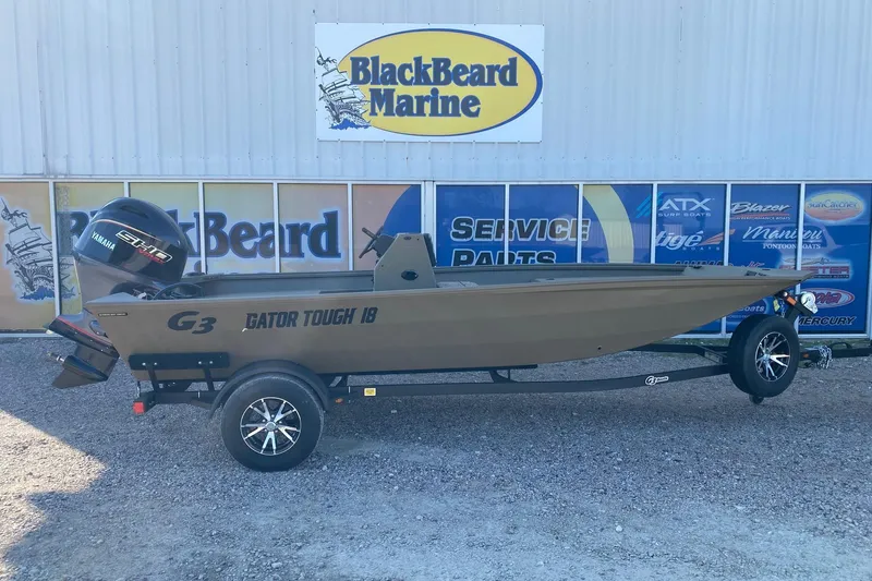 The Image of 2026 G3 Gator Tough 18 CC boat displayed at BlackBeard Marine dealership. - 1